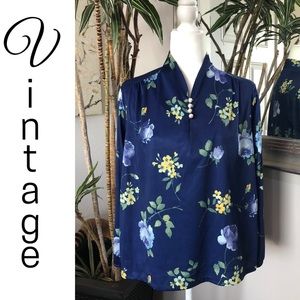 VTG 70s 80s Anthony Richards Blue Floral Shirt S